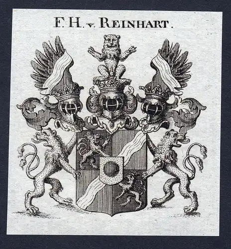 F.H. v. Reinhart - Reinhart Reinhard Reinhardt Wappen Adel coat of arms Kupferstich  heraldry Heraldik