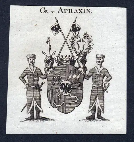 Gr. v. Apraxin - Apraxin Wappen Adel coat of arms Kupferstich  heraldry Heraldik
