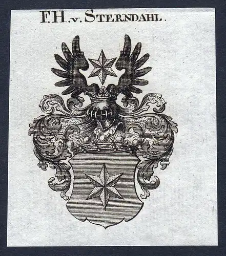 F.H. v. Sterndahl - Sterndahl Wappen Adel coat of arms Kupferstich  heraldry Heraldik