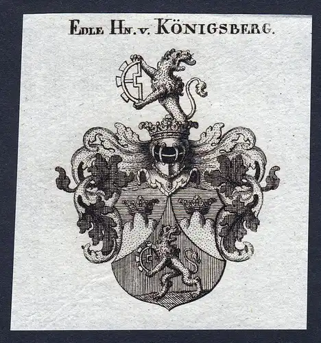 Edle Hn. v. Königsberg - Königsberg Koenigsberg Wappen Adel coat of arms Kupferstich  heraldry Heraldik