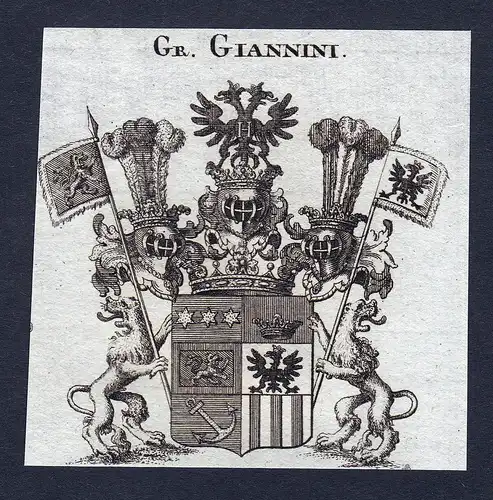 Gr. Giannini - Giannini Wappen Adel coat of arms Kupferstich  heraldry Heraldik