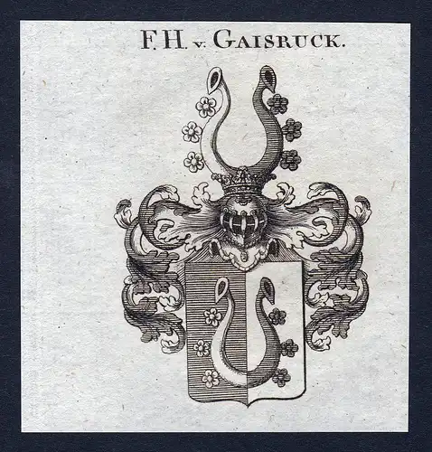 F.H. v. Gaisruck - Gaisruck Wappen Adel coat of arms Kupferstich  heraldry Heraldik