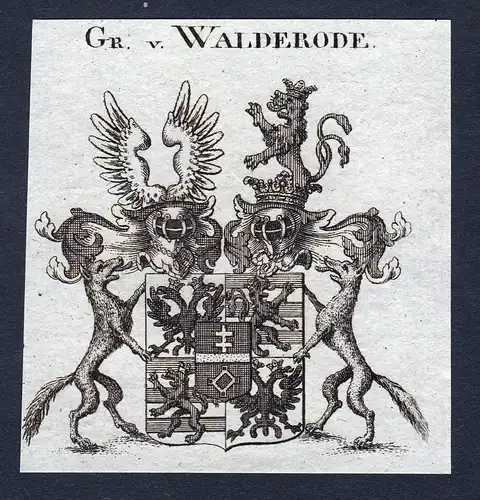 Gr. v. Walderode - Walderode Wappen Adel coat of arms Kupferstich heraldry Heraldik engraving