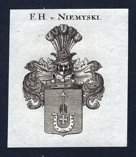 F.H. v. Niemyski - Niemyski Wappen Adel coat of arms Kupferstich  heraldry Heraldik