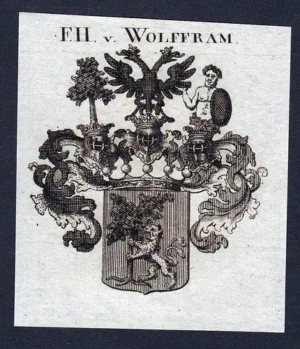 F.H. v. Wolffram - Wolffram Wolfram Wappen Adel coat of arms Kupferstich  heraldry Heraldik