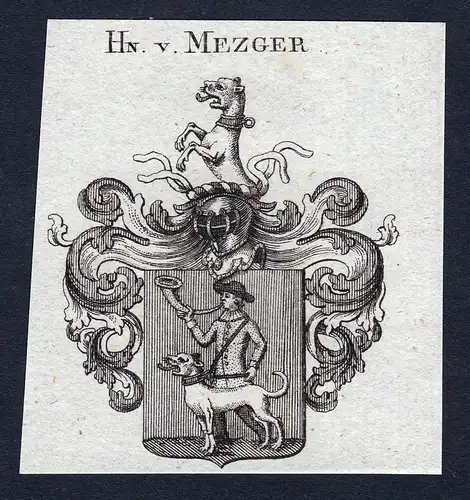 Hn. Mezger - Mezger Metzger Wappen Adel coat of arms Kupferstich heraldry Heraldik engraving