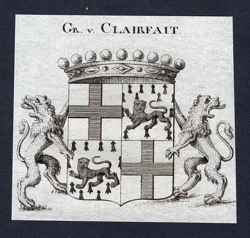 Gr. v. Clairfait - Clairfait Wappen Adel coat of arms Kupferstich heraldry Heraldik engraving