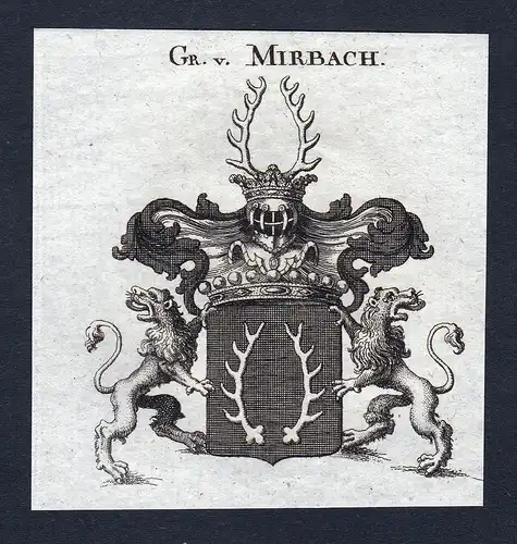 Gr. v. Mirbach - Mirbach Wappen Adel coat of arms Kupferstich  heraldry Heraldik
