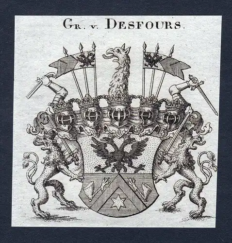 Gr. v. Desfours - Desfours Lothringen Wappen Adel coat of arms Kupferstich heraldry Heraldik engraving