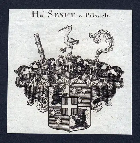Hn. Senft v. Pilsach - Senfft von Pilsach Wappen Adel coat of arms Kupferstich  heraldry Heraldik