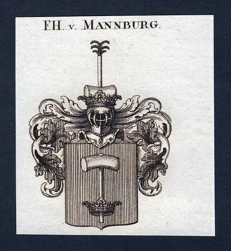 F.H. v. Mannburg - Mannburg Wappen Adel coat of arms Kupferstich  heraldry Heraldik