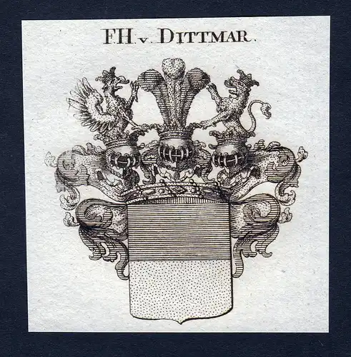 F.H. v. Dittmar - Dittmar Wappen Adel coat of arms Kupferstich  heraldry Heraldik