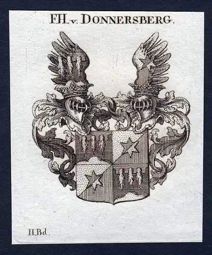 F.H. v. Donnersberg - Donnersberg Wappen Adel coat of arms Kupferstich  heraldry Heraldik