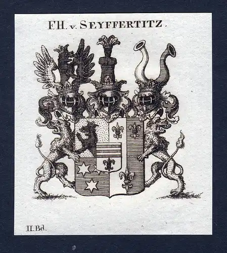 F.H. v. Seyffertitz - Seyffertitz Wappen Adel coat of arms Kupferstich  heraldry Heraldik