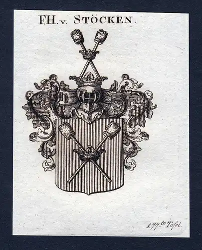 F.H. v. Stöcken - Stöcken Stoecken Wappen Adel coat of arms Kupferstich  heraldry Heraldik