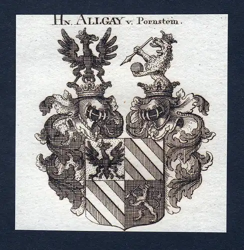 Hn. Allgay v. Pornstein - Allgay von Pornstein Wappen Adel coat of arms Kupferstich  heraldry Heraldik