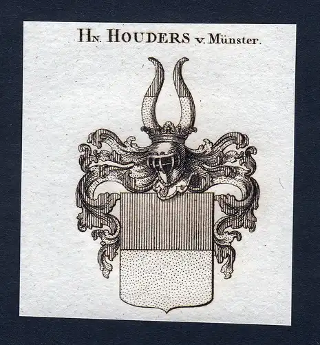 Hn. Houders v. Münster - Houders von Münster Muenster Wappen Adel coat of arms Kupferstich  heraldry Heraldi