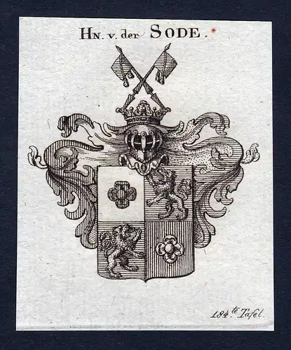 Hn. v. der Sode - Sode Soden Wappen Adel coat of arms Kupferstich  heraldry Heraldik