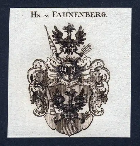 Hn. v. Fahnenberg - Fahnenberg Wappen Adel coat of arms Kupferstich  heraldry Heraldik
