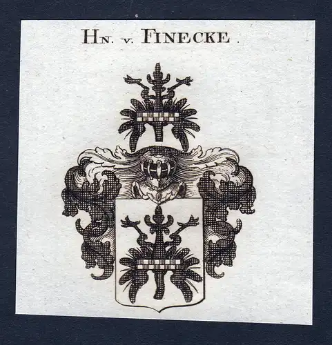 Hn. v. Finecke - Finecke Vincke Fineke Fink Fiencke Wappen Adel coat of arms Kupferstich  heraldry Heraldik