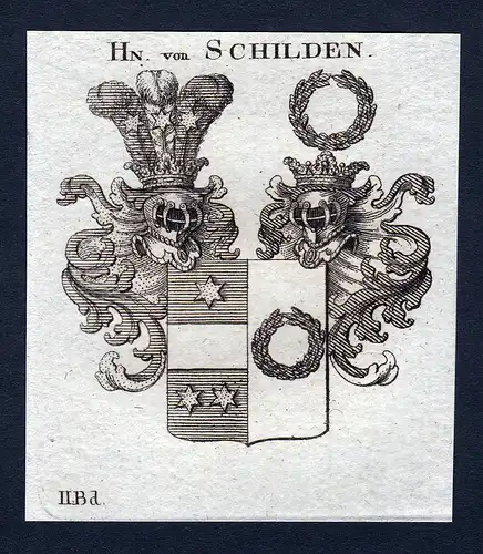 Hn. v. Schilden - Schilden Wappen Adel coat of arms Kupferstich  heraldry Heraldik