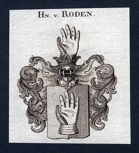 Hn. v. Roden - Roden Wappen Adel coat of arms Kupferstich  heraldry Heraldik