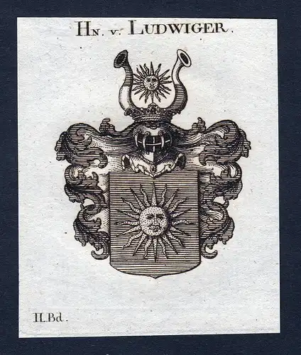 Hn. v. Ludwiger - Ludwiger Wappen Adel coat of arms Kupferstich  heraldry Heraldik