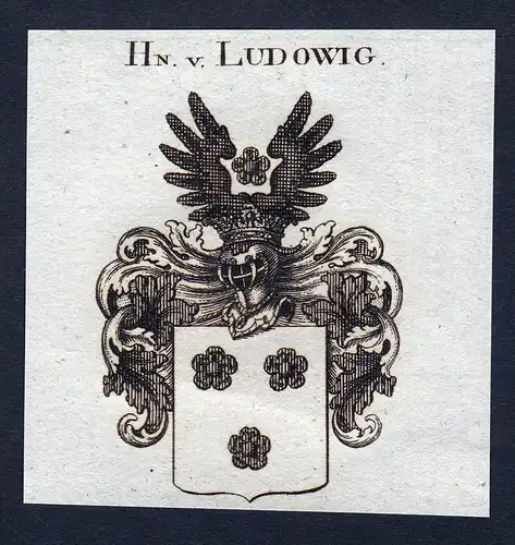 Hn. v. Ludowig - Ludowig Wappen Adel coat of arms Kupferstich  heraldry Heraldik