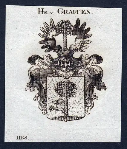 Hn. v. Graffen - Graffen Wappen Adel coat of arms Kupferstich  heraldry Heraldik