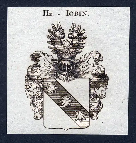 Hn. v. Iobin - Iobin Wappen Adel coat of arms Kupferstich  heraldry Heraldik