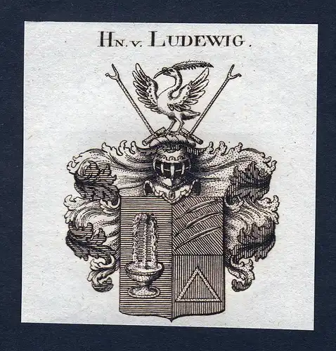 Hn. v. Ludewig - Ludewig Wappen Adel coat of arms Kupferstich  heraldry Heraldik