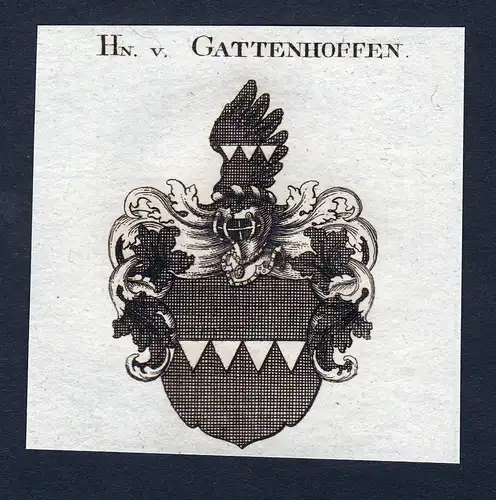 Hn. v. Gattenhoffen - Gattenhoffen Gattenhofen Wappen Adel coat of arms Kupferstich  heraldry Heraldik