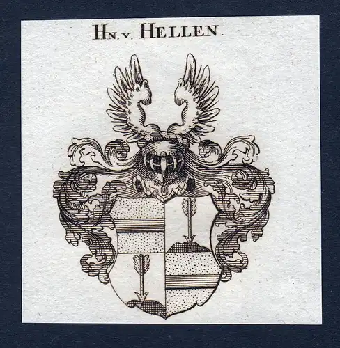 Hn. v. Hellen - Hellen Wappen Adel coat of arms Kupferstich  heraldry Heraldik