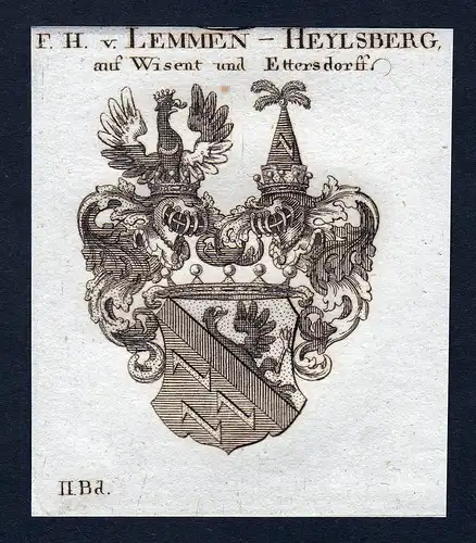 F.H. v. Lemmen - Heylsberg, auf Wisent und Ettersdorff - Lemmen-Heylsberg Wisent Ettersdorff Wappen Adel coat