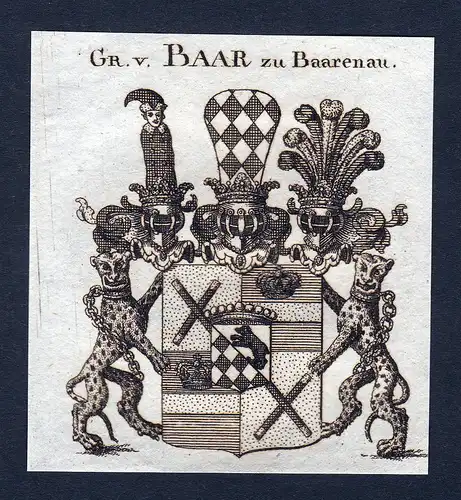 Gr. v. Baar zu Baarenau - Baar zu Baarenau Wappen Adel coat of arms Kupferstich  heraldry Heraldik