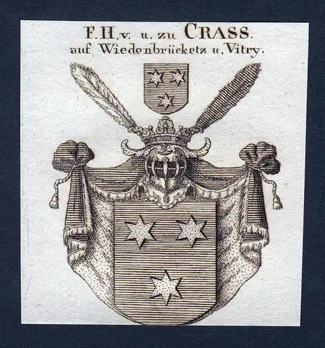 F.H. v. u. zu Crass, auf Wiedenbrücketz u. Vitry - Crass Craß Wiedenbrücketz Vitry Wappen Adel coat of arms