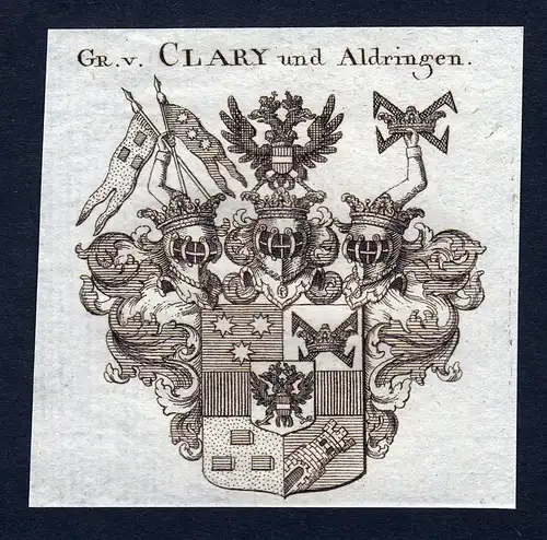 Gr. v. Clary und Aldringen - Clary und Aldringen Wappen Adel coat of arms Kupferstich  heraldry Heraldik