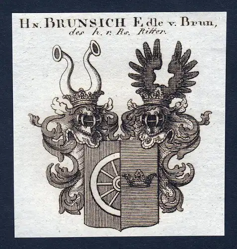 Hn. Brunsich Edle von Brun, des h.r. Rs. Ritter - Brunsich Brunsig von Brun Brunn Wappen Adel coat of arms Kup