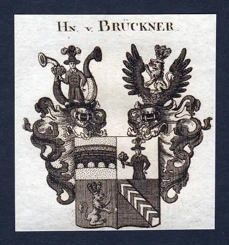 Hn. v. Brückner - Brückner Brueckner Wappen Adel coat of arms Kupferstich  heraldry Heraldik
