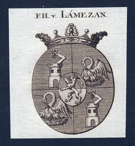 F.H. v. Lamezan - Lamezan Wappen Adel coat of arms Kupferstich  heraldry Heraldik