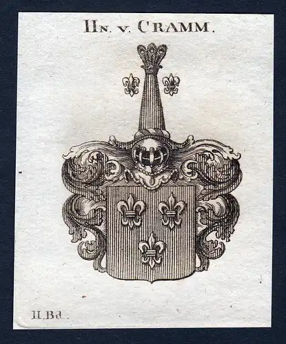 Hn. v. Cramm - Cramm Wappen Adel coat of arms Kupferstich  heraldry Heraldik