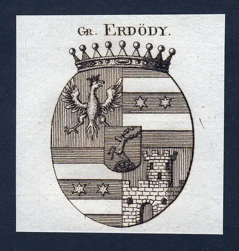 Gr. Erdödy - Erdödy Wappen Adel coat of arms Kupferstich  heraldry Heraldik