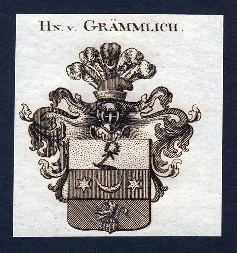 Hn. v. Grämmlich - Grämmlich Graemmlich Wappen Adel coat of arms Kupferstich  heraldry Heraldik