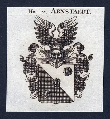 Hn. v. Arnstaedt - Arnstedt Wappen Adel coat of arms Kupferstich  heraldry Heraldik
