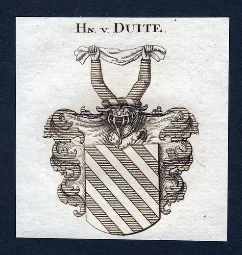 Hn. v. Duite - Duite Wappen Adel coat of arms Kupferstich  heraldry Heraldik