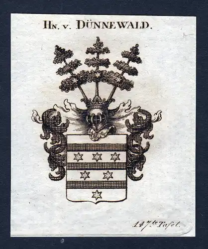 Hn. v. Dünnewald - Dünnewald Duennewald Wappen Adel coat of arms Kupferstich  heraldry Heraldik