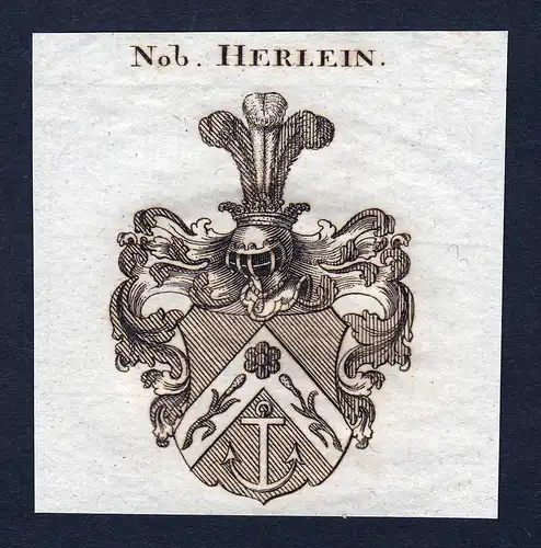 Nob. Herlein - Herlein Wappen Adel coat of arms Kupferstich  heraldry Heraldik