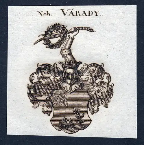 Nob. Varady - Varady Wappen Adel coat of arms Kupferstich  heraldry Heraldik