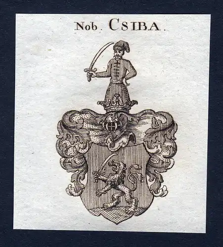 Nob. Csiba - Csiba Wappen Adel coat of arms Kupferstich  heraldry Heraldik