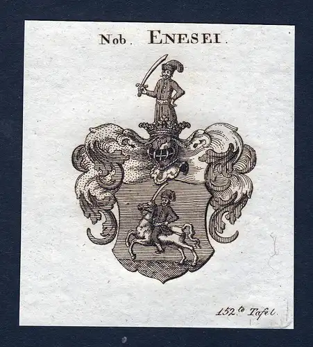 Nob. Enesei - Enesei Wappen Adel coat of arms Kupferstich  heraldry Heraldik